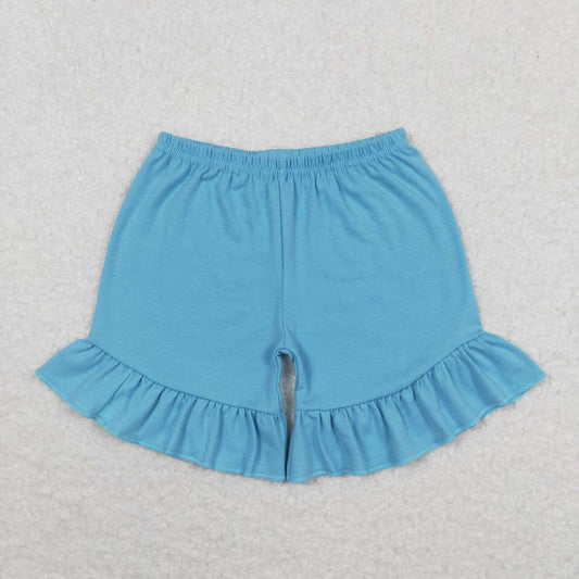 SS0272 blue ruffles shorts girls cotton shorts