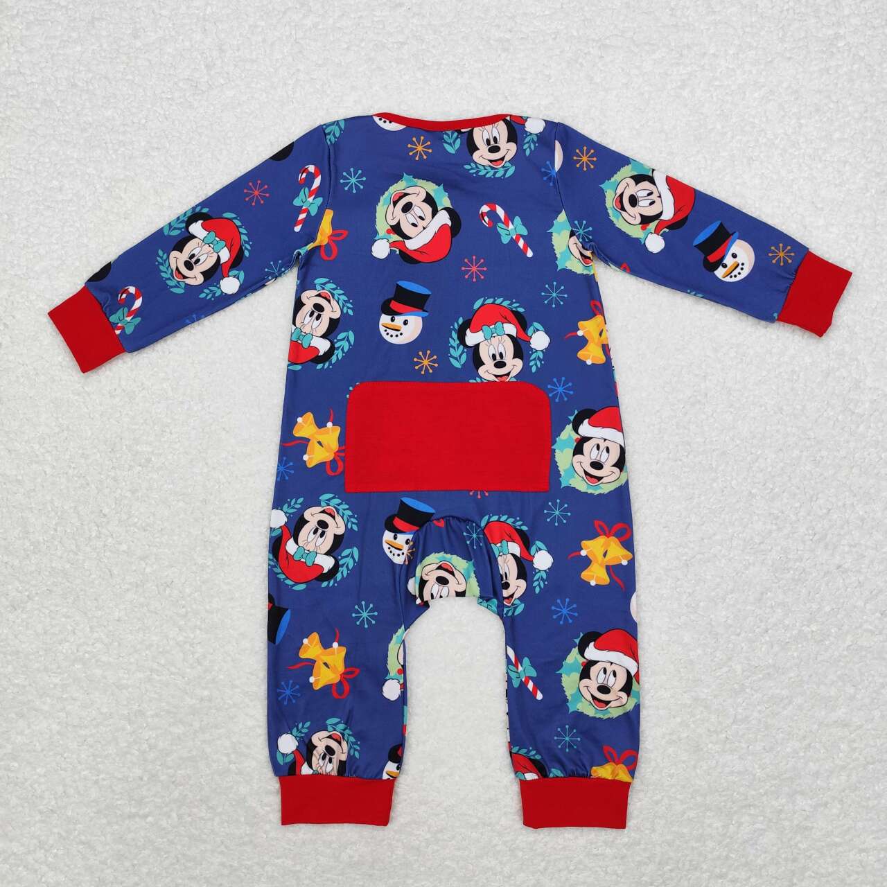 LR1417 Christmas cartoon navy blue long sleeve zipper boys romper