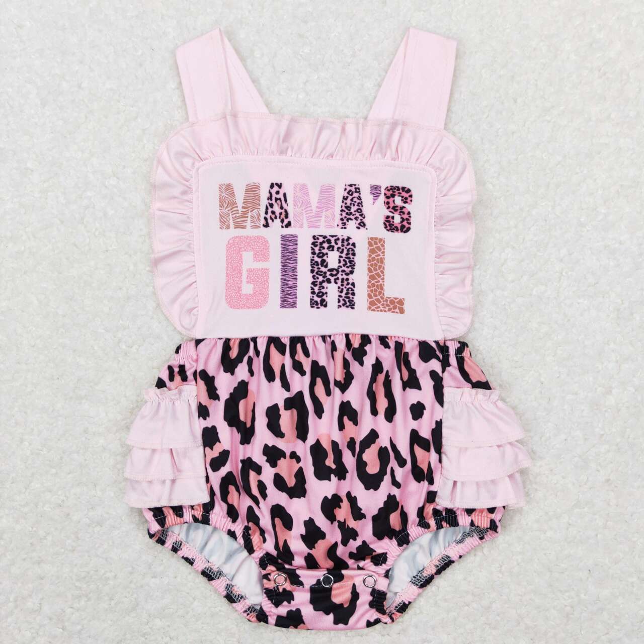 SR0596 Mamas girl pink leopard sleeveless girls romper