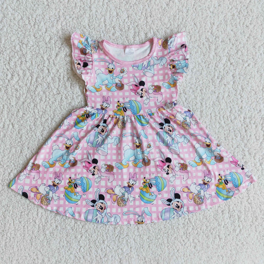 Easter Cartoon Flutter Sleeve Dress