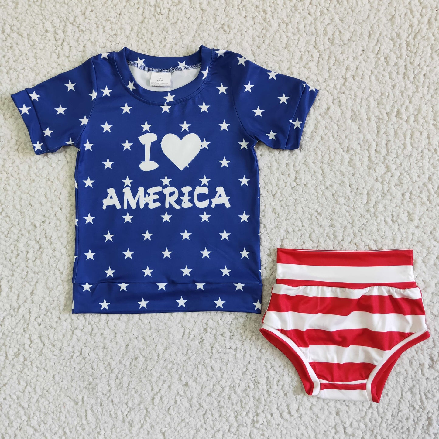 GBO0039 4th Of July Baby Girls Bummies Set