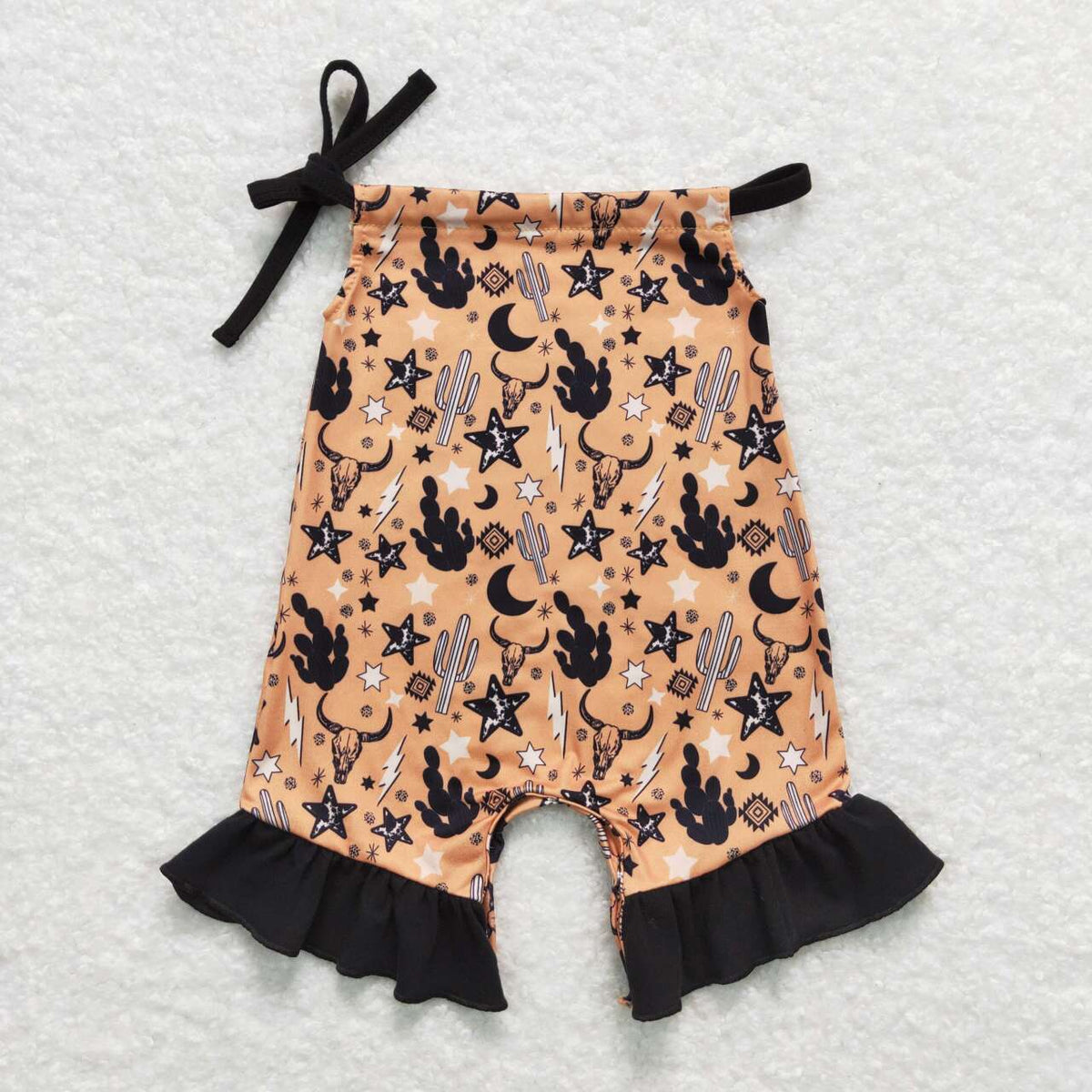 SR1239 Western cow cactus star sleeveless girls jumpsuits