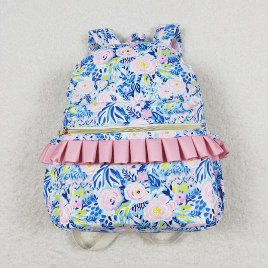 BA0175 colorful flowers blue kids bag