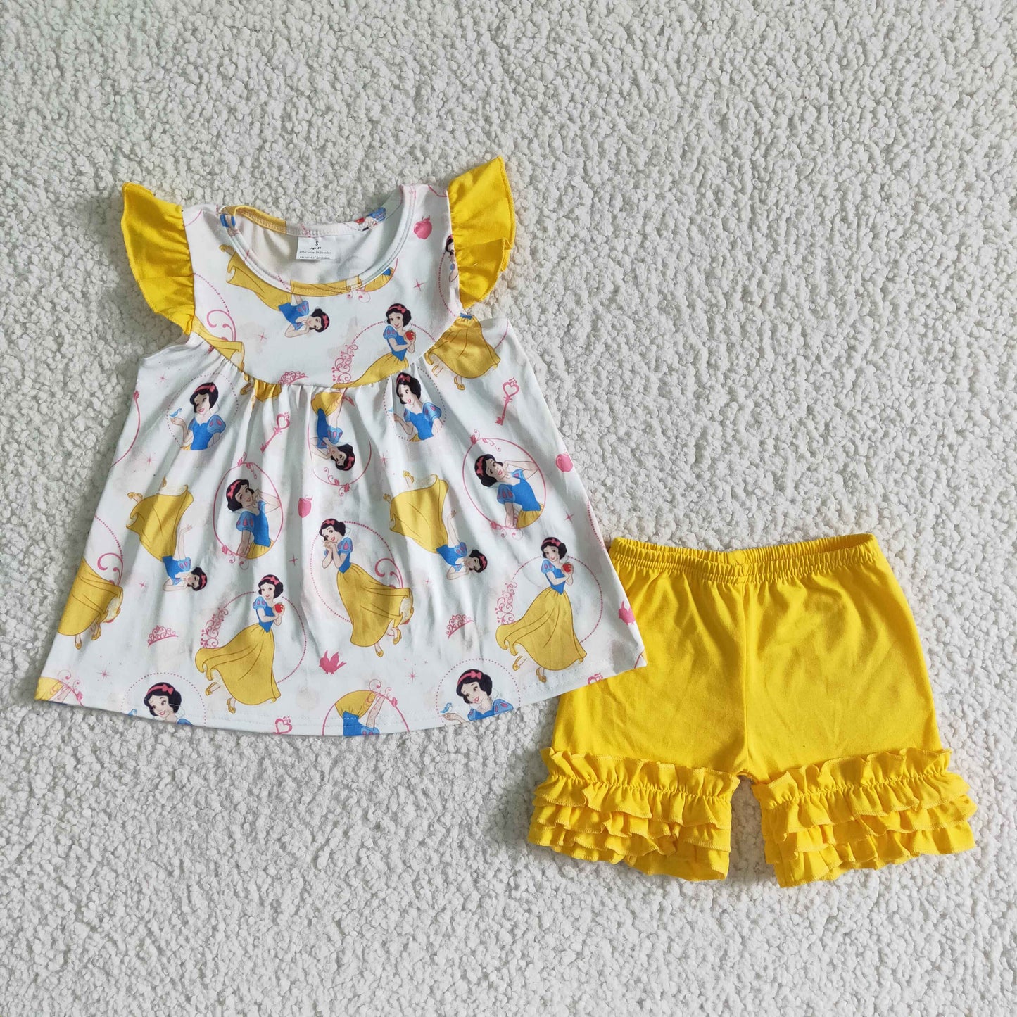 A17-5-1 Princess Yellow Sleeve Summer Girls Set