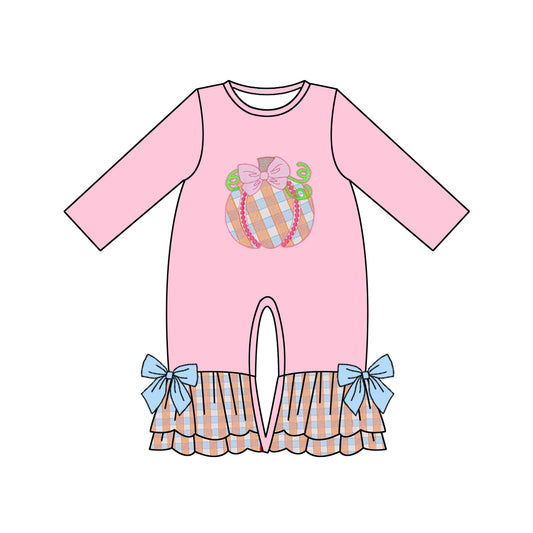 preorder LR0327 Pumpkin Pink Long Sleeves Kids Romper