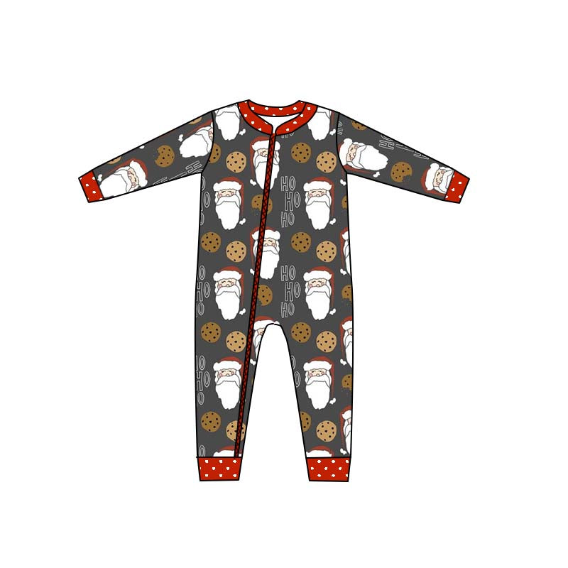 preorder LR0336 Merry Christmas Cookie Black Long Sleeves Boys Romper