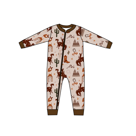 preorder LR0344 Western Horse Riding Cactus Boot Long Sleeves Kids Romper