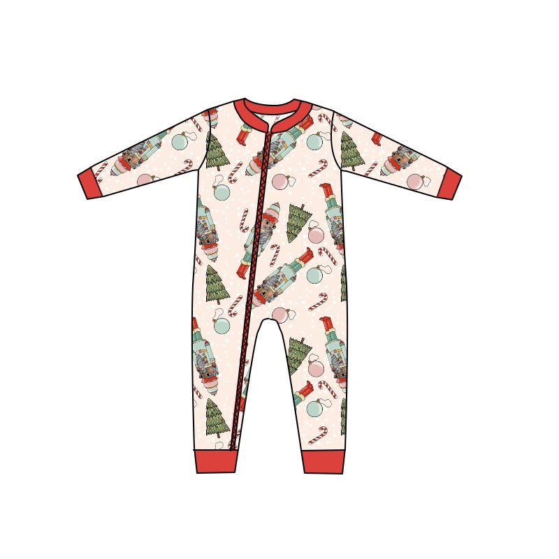 preorder LR0356 Christmas Tree Soldier Red Long Sleeves Kids Romper