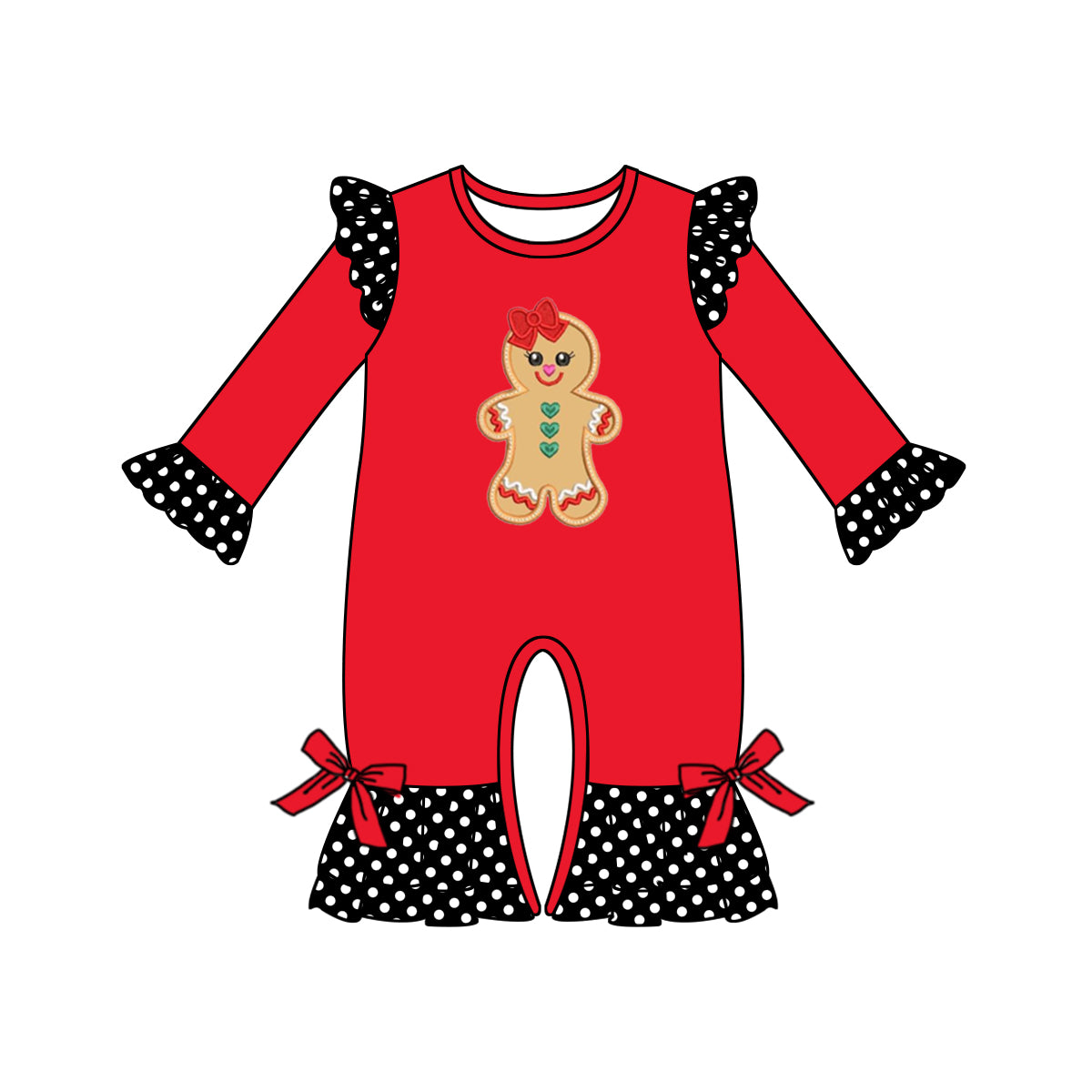 preorder LR0364 Christmas Gingerbread Man Red Long Sleeves Girls Set