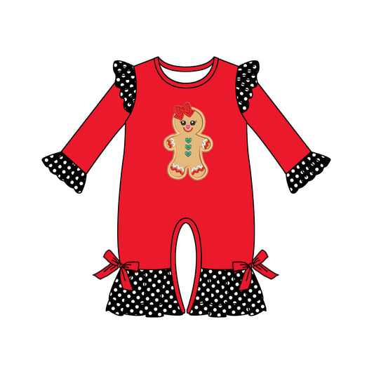 preorder LR0364 Christmas Gingerbread Man Red Long Sleeves Girls Set