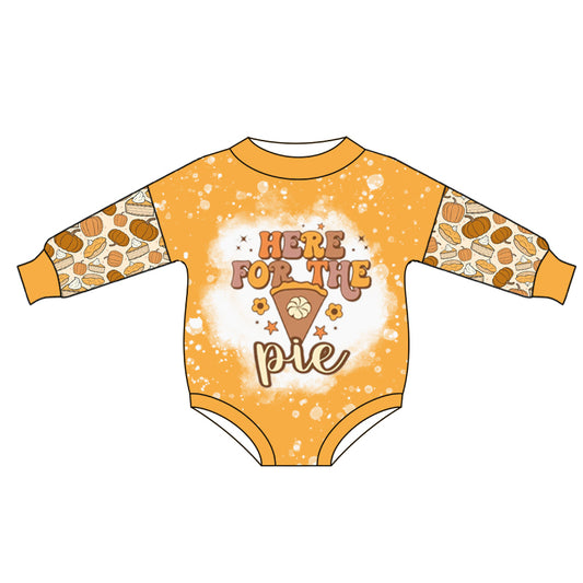 preorder LR0401 Here For The Pie Cake Orange Long Sleeves Kids Romper