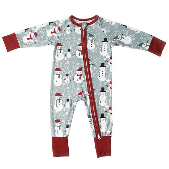 preorder LR0517 Christmas snowman long sleeve kids romper