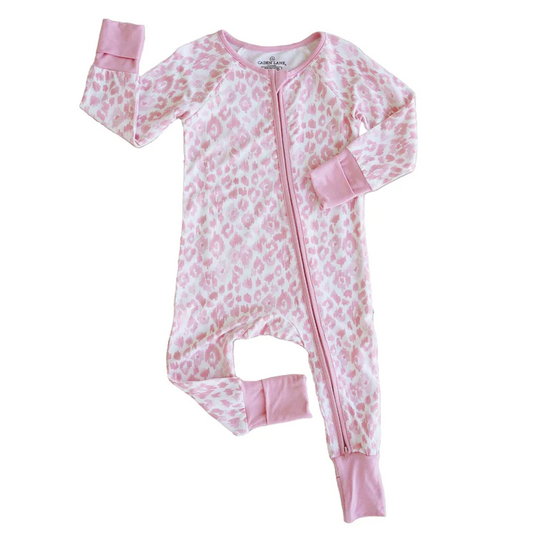 preorder LR0520 Pink leopard long sleeve kids romper