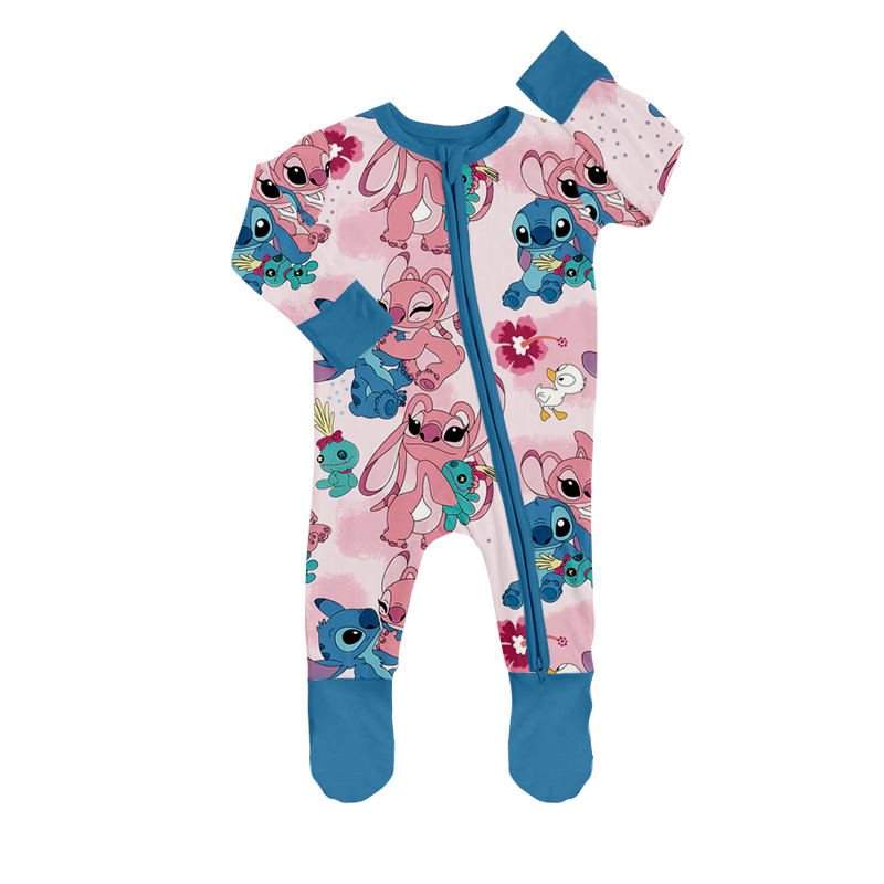 preorder LR0523 Cartoon blue long sleeve kids romper