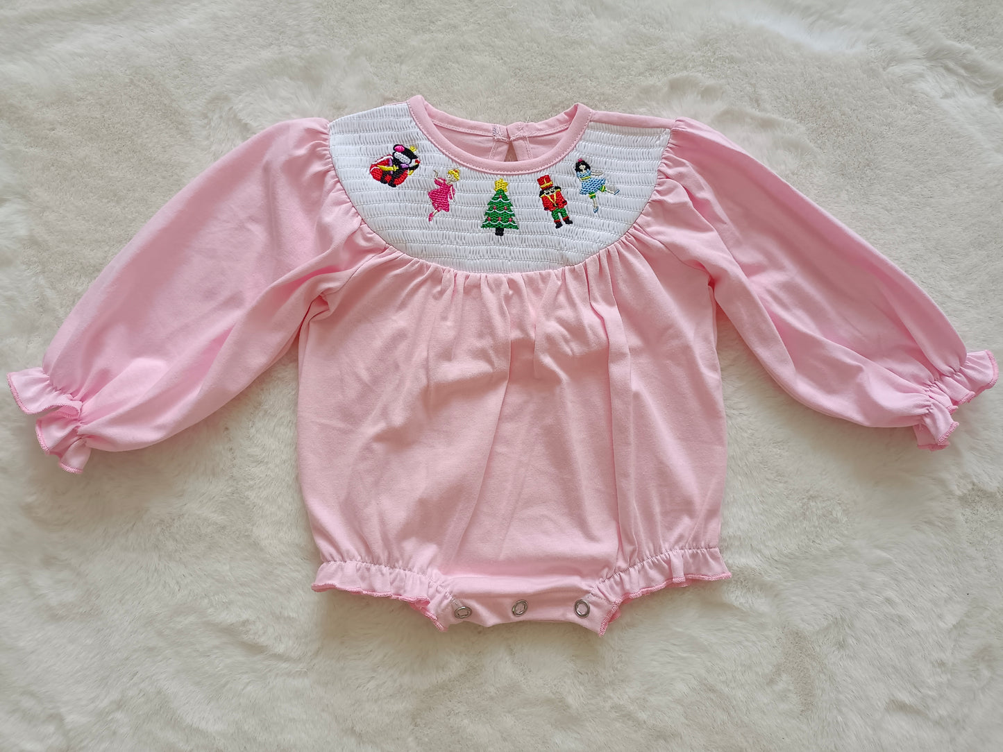 preorder LR0534 Christmas king soldier pink long sleeve kids romper