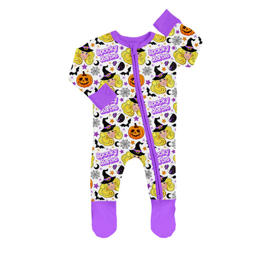 preorder LR0547 Halloween spooky BA purple long sleeve kids romper