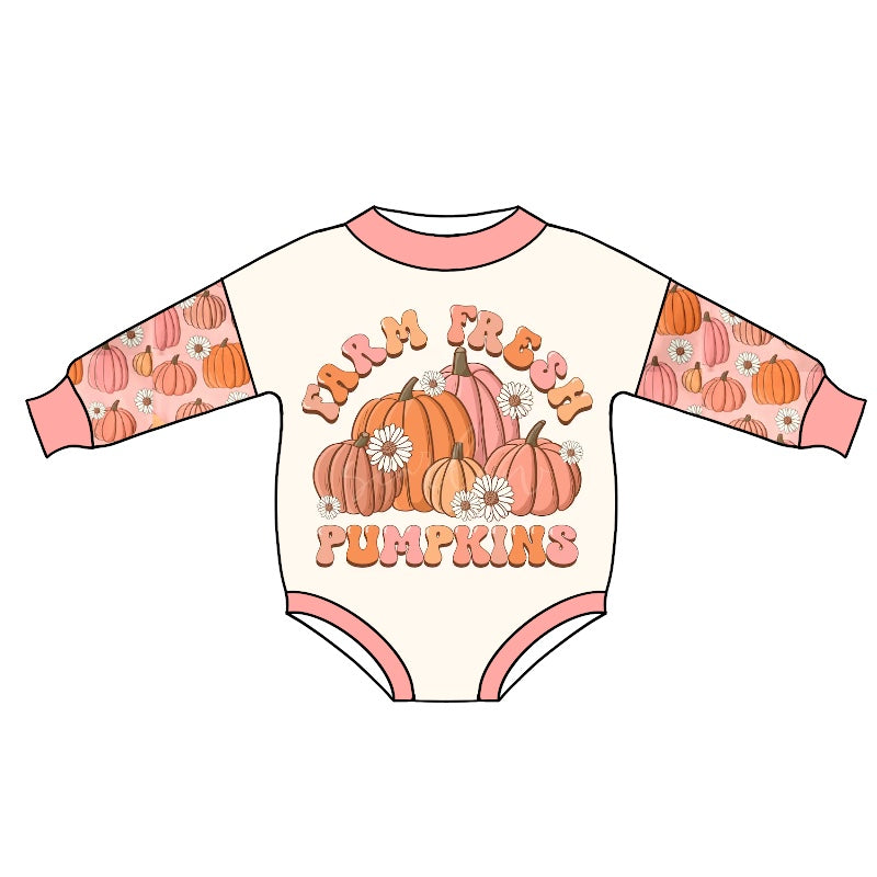 preorder LR0563 Pumpkin flowers long sleeve girls romper