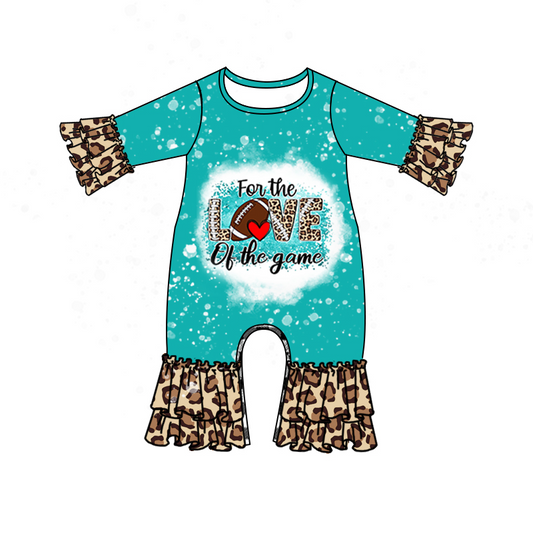 preorder LR0572 Love football blue long sleeve kids romper