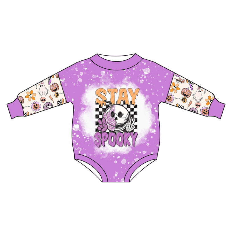 preorder LR0596 Halloween stay spooky smile purple long sleeve girls romper