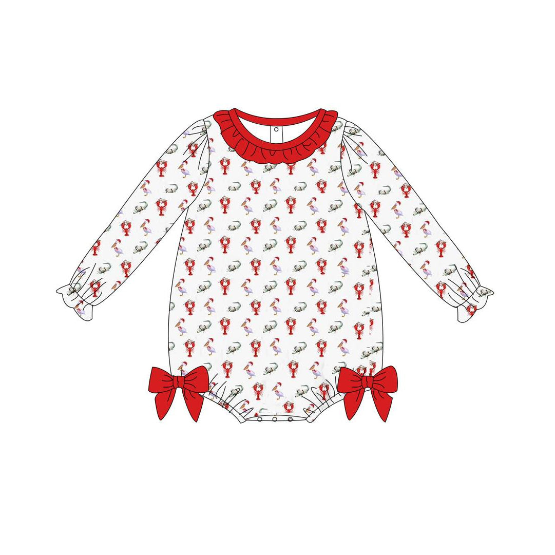 preorder LR0609 Christmas Santa Claus long sleeve girls romper