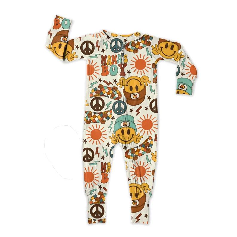 preorder LR0648 Mamas boy sun smile long sleeve kids romper