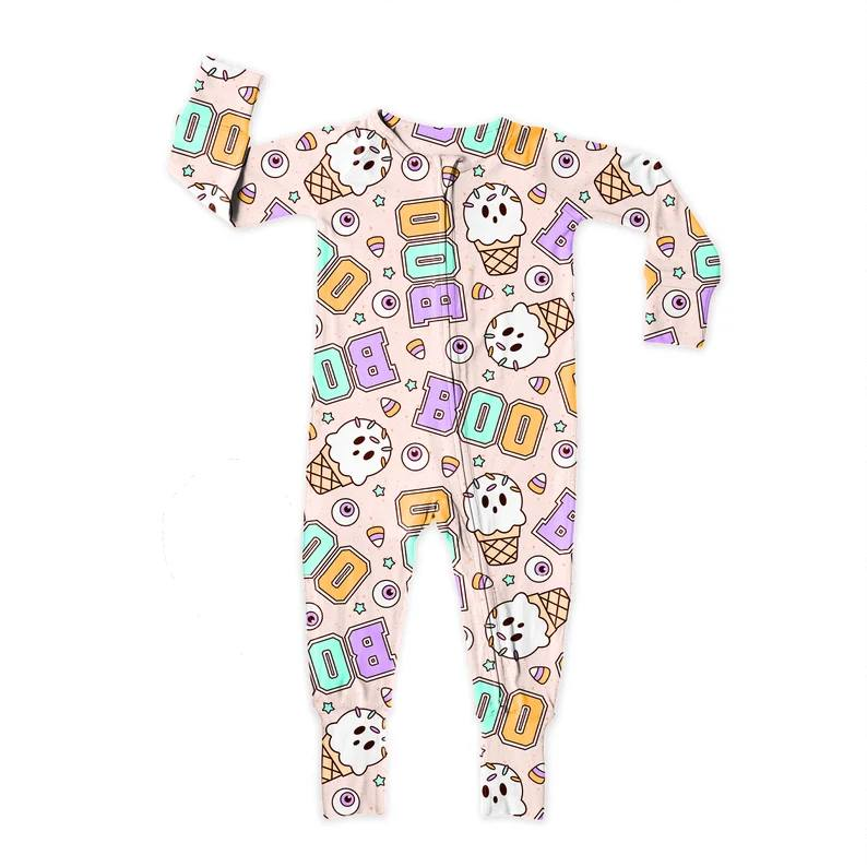 preorder LR0650 Halloween Boo spooky ice long sleeve kids romper