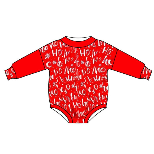 preorder LR0743 Christmas snowflake red long sleeve kids romper