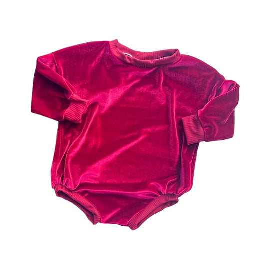 preorder LR0745 Christmas red velvet long sleeve kids romper