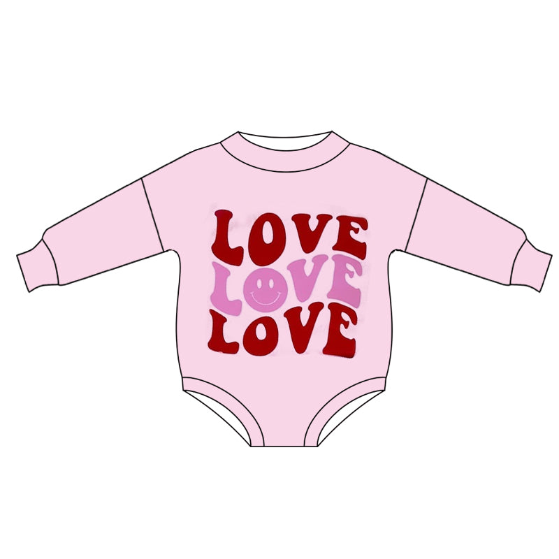 preorder LR0764 Valentine's Day Love pink long sleeve girls romper