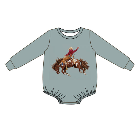 preorder LR0793 Western grey long sleeve kids romper