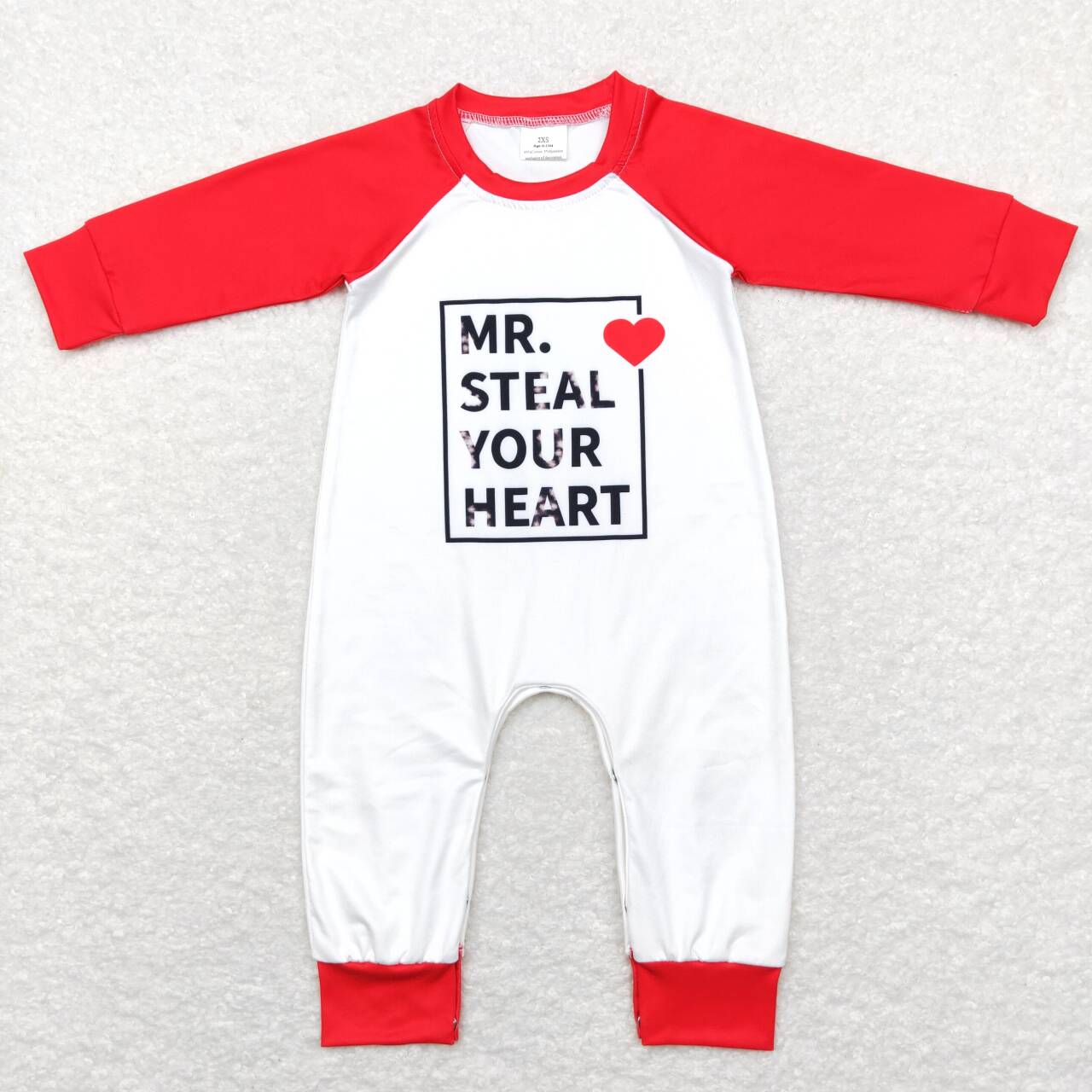 LR0797 Baby Boy Mr Steal Your Heart Red Long Sleeve Boys Romper Kids Valentine's Day