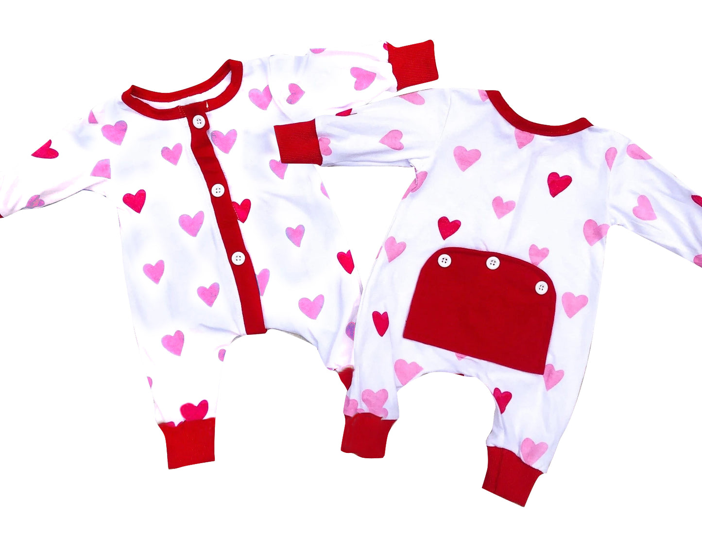 preorder LR0827 Valentine's Day red heart long sleeve girls romper