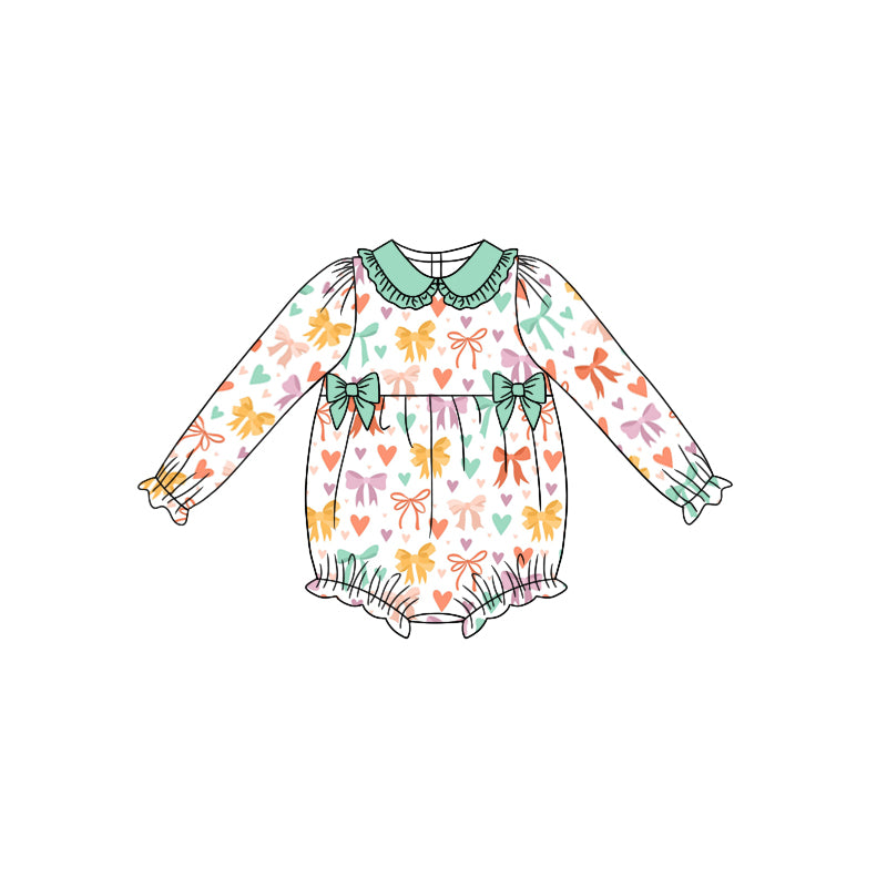 preorder LR0842 Colorful bowknot long sleeve girls romper