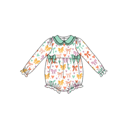 preorder LR0842 Colorful bowknot long sleeve girls romper