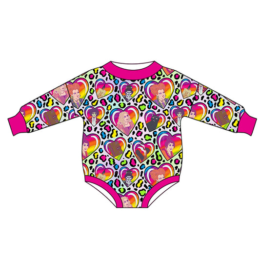 preorder LR0940 Halloween witch colorful leopard hot pink long sleeve girls romper