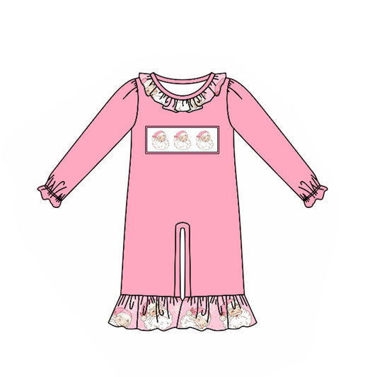 preorder LR1051 Christmas Santa pink long sleeve girls romper