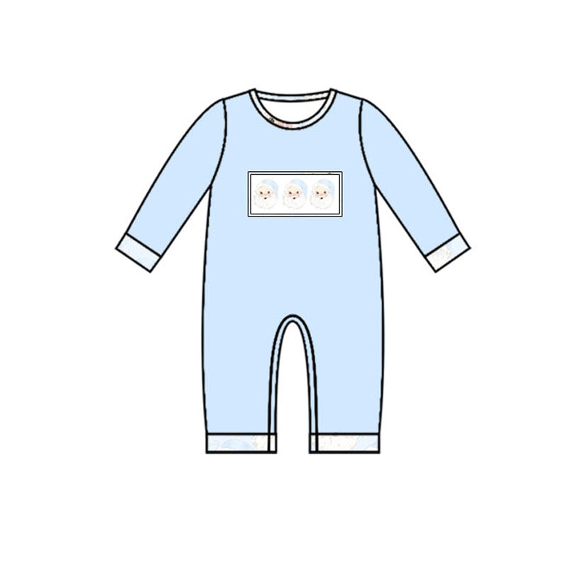 preorder LR1053 Christmas Santa blue long sleeve boys romper