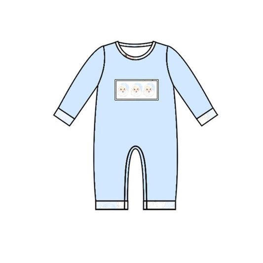 preorder LR1053 Christmas Santa blue long sleeve boys romper