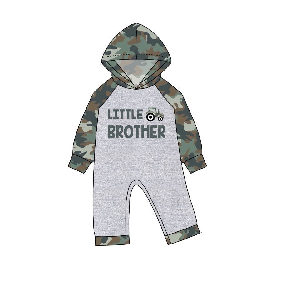 preorder LR1188 little brother tractor camo long sleeve hoodie boys romper