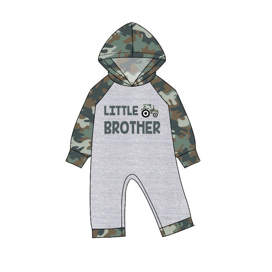 preorder LR1188 little brother tractor camo long sleeve hoodie boys romper