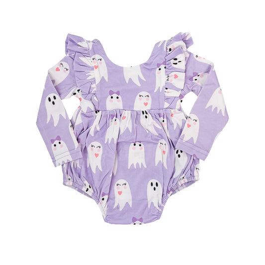 preorder LR1206 Halloween spooky purple long sleeve girls romper