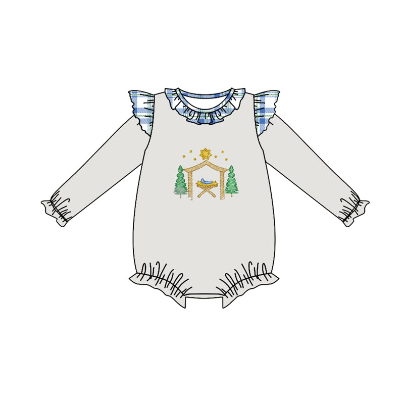 preorder LR1223 The Nativity Story grey long sleeve girls romper