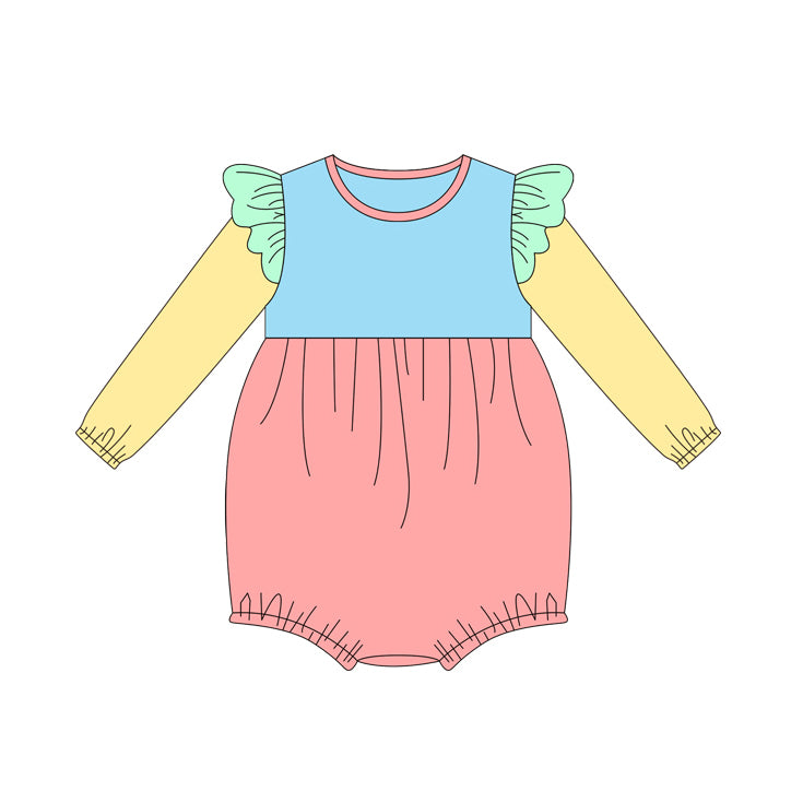 preorder LR1230 blue yellow watermelon red long sleeve girls romper