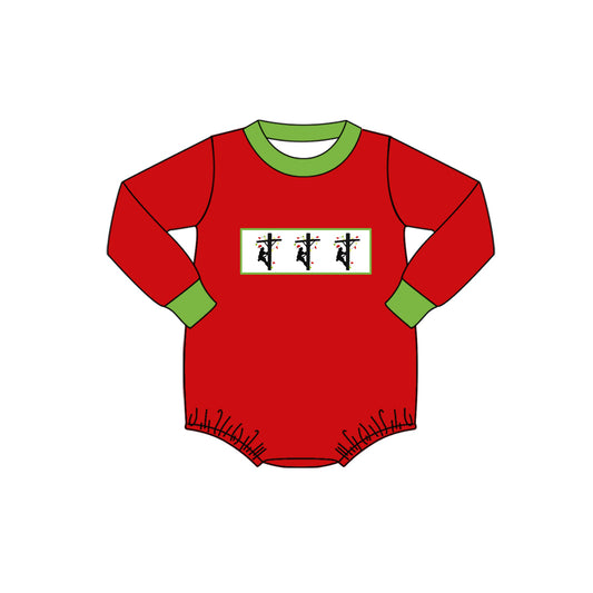 preorder LR1233 lineman red long sleeve boys romper
