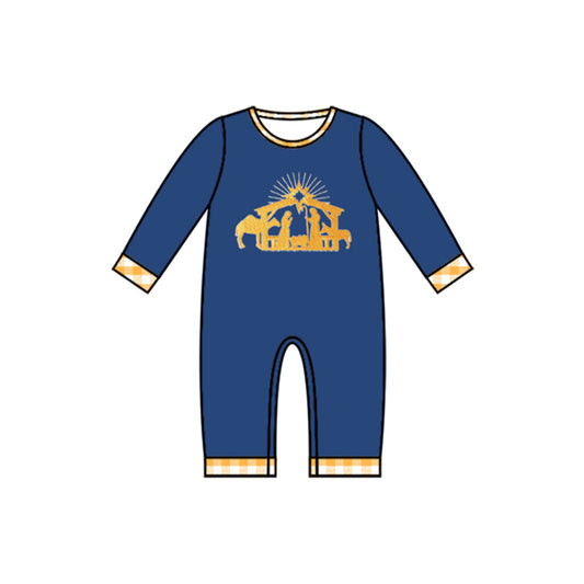 preorder LR1245 The Nativity Story navy blue long sleeve boys romper
