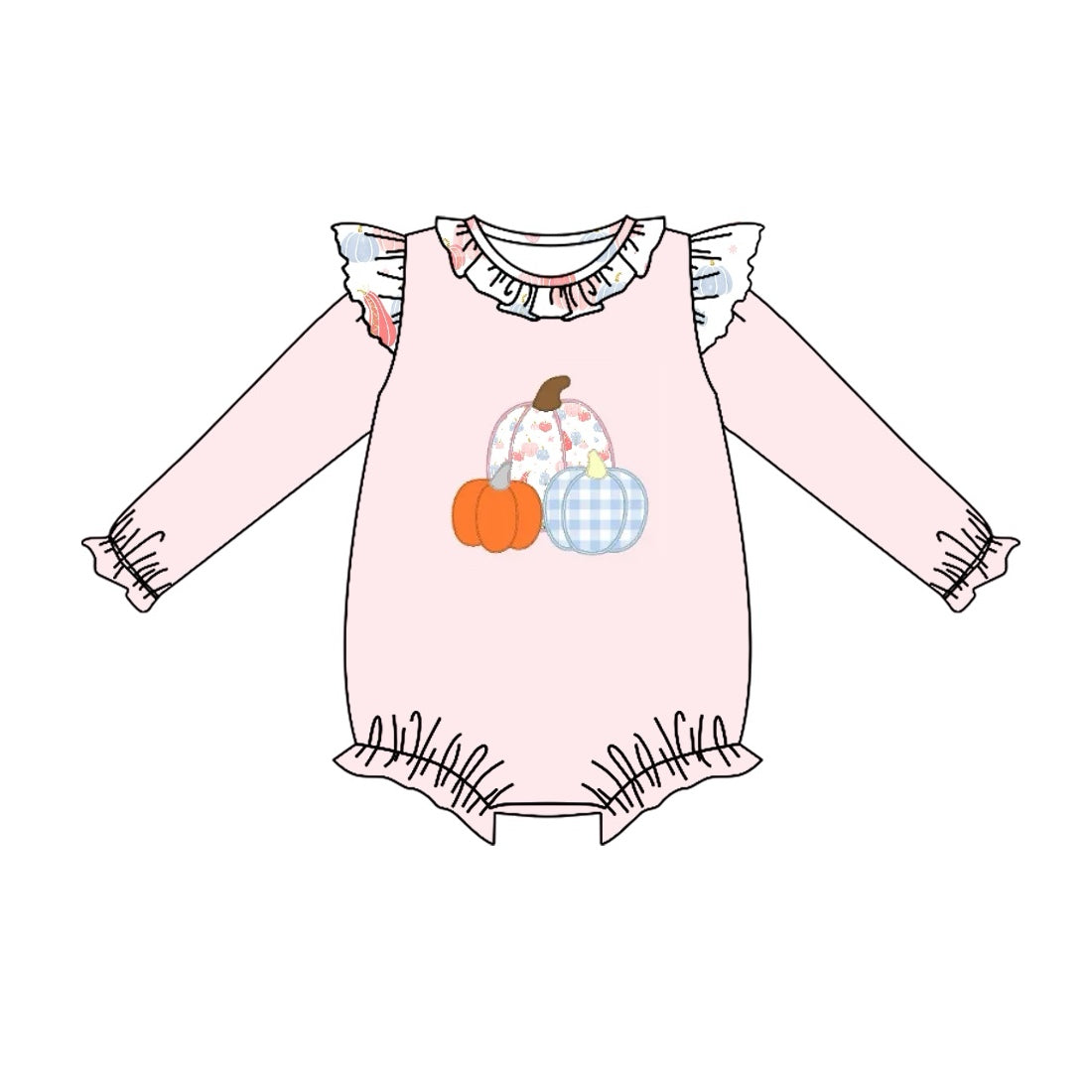 preorder LR1269 Autumn full pumpkin pink long sleeve girls romper