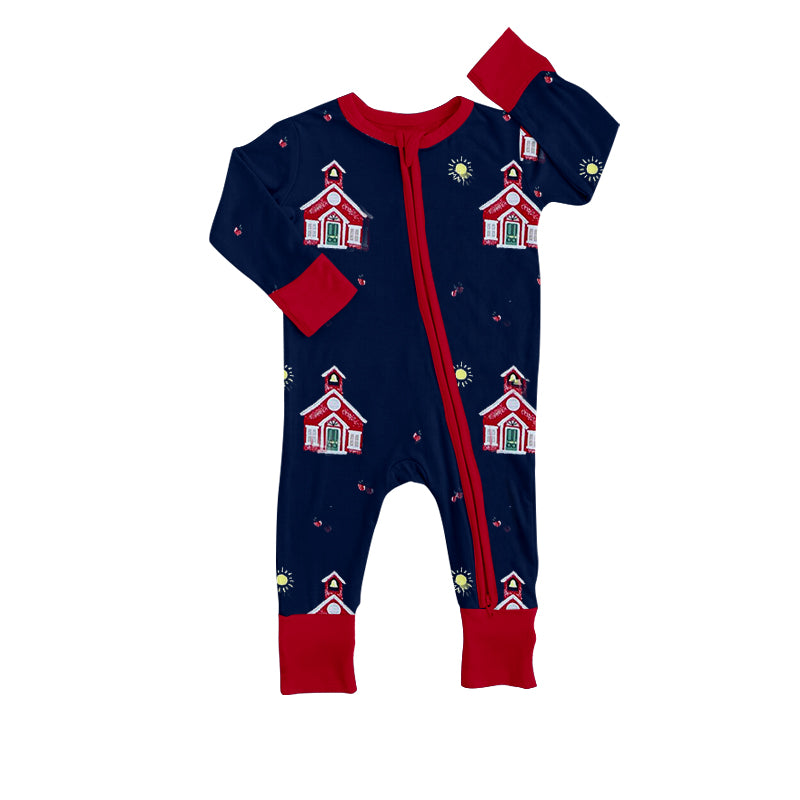 preorder LR1273 The nativity Story navy long sleeve girls zipper romper