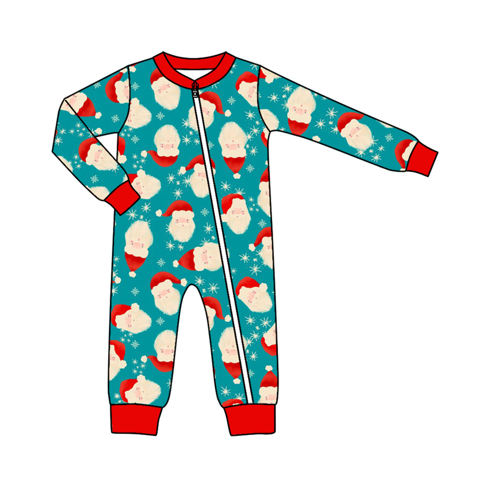 preorder LR1280 Christmas Santa blue long sleeve boys romper