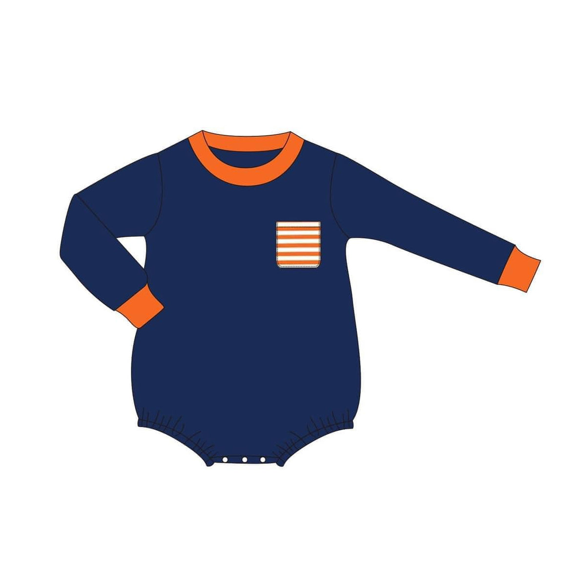 preorder LR1281 navy blue pocket long sleeve boys romper