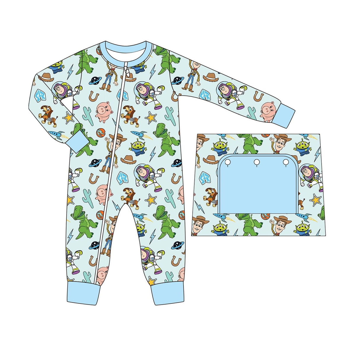 preorder LR1297 cartoon toy dinosaur blue long sleeve boys romper